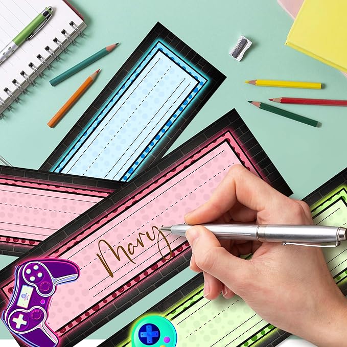 30 Name Tags for Classroom Cubbies, 3x9 in Video Game Name Plates for Desks - Image 3