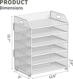 6 Tier Desk Organizer, Heavy-Duty Thick Metal Letter Tray Organizer, Large - Image 5