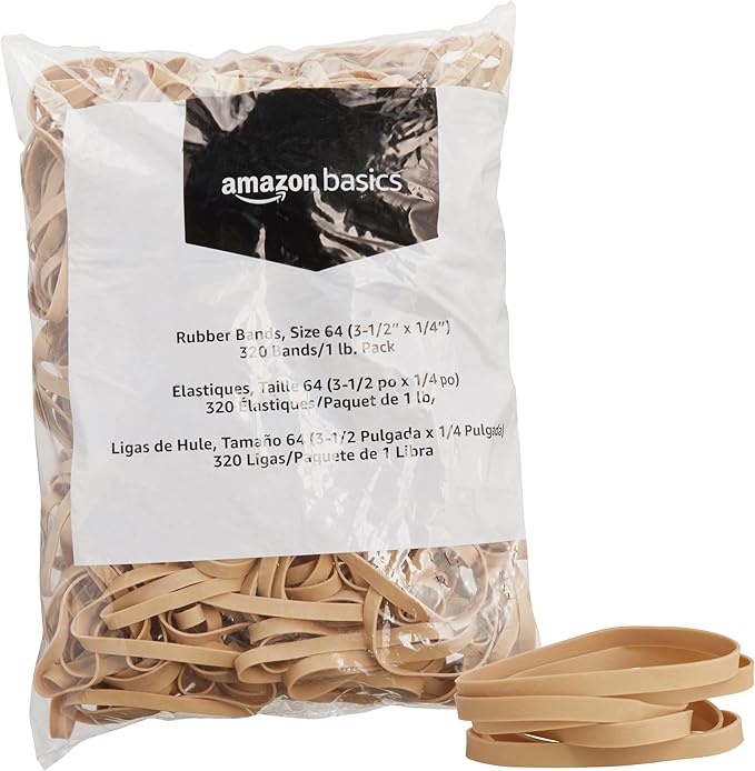 Amazon Basics Rubber Bands, Size 64, 320 Bands/1 lb Pack by AmazonBasics