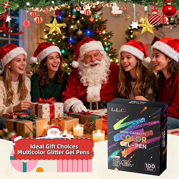 LIULIUCAI Gel Pens for Adult Coloring Book, 100 Colors Large Capacity Metallic - Image 8