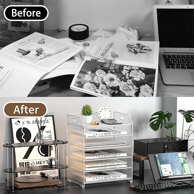6 Tier Desk Organizer, Heavy-Duty Thick Metal Letter Tray Organizer, Large - Image 6
