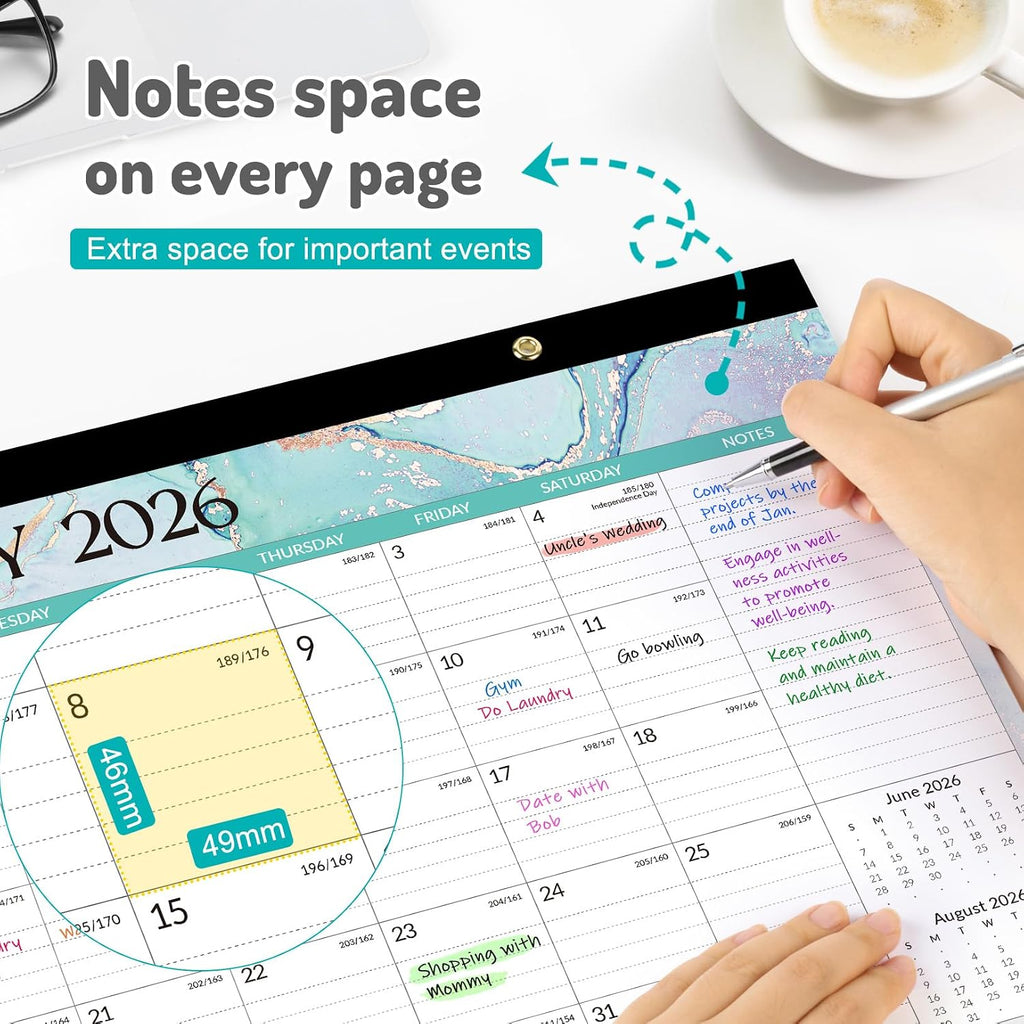Forvencer Desk Calendar 2026-2027, 21 Months Calendar Apr 2026 to Dec 2027 | 17" x 12" Large 2026 Wall Calendar Monthly Planner with Plastic Cover for Home School Office
