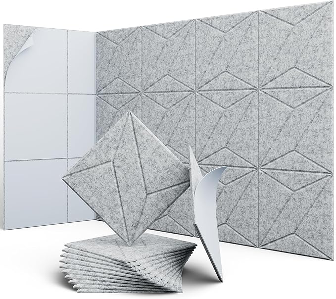 UNECHO 12 Pack 12" X 12" X 0.4" Acoustic Panels by UNECHOACOUSTIC