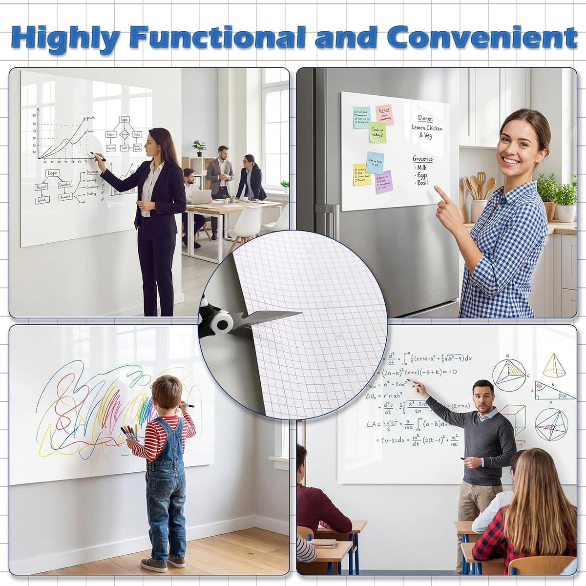 AFMAT WS48 Dry Erase Whiteboard Paper, Large White Board Stickers for Wall, 8...