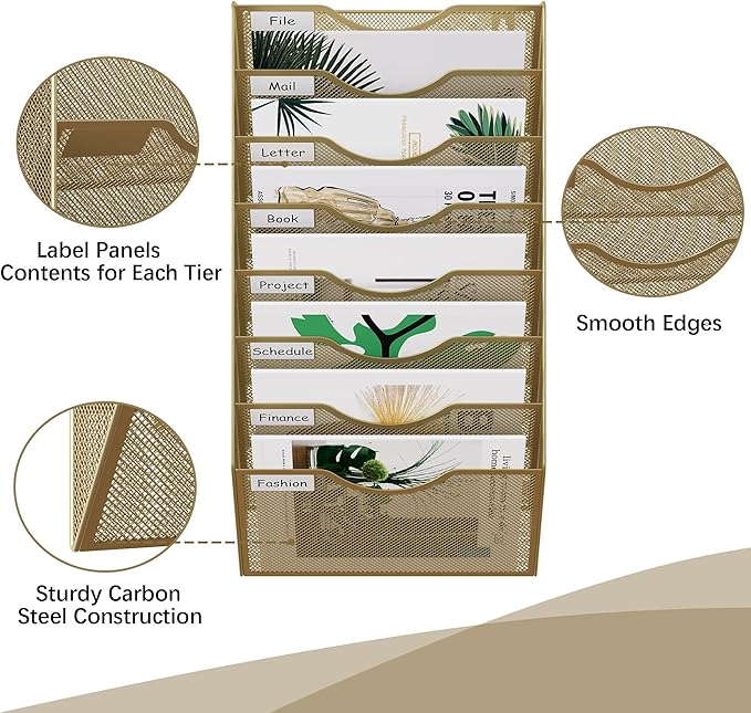 EasyPAG 8 Pocket Mesh Wall File Organizer, Hanging Paper Folder Holder - Image 3