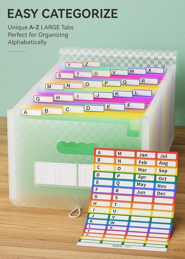 ABC life 26 Pockets Accordian File Folder Organizer Letter Size Expanding File - Image 4