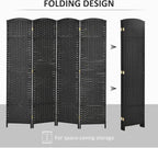 HOMCOM Room Divider, 4 Panel Folding Privacy Screen, 5.6' Tall Freestanding - Image 4