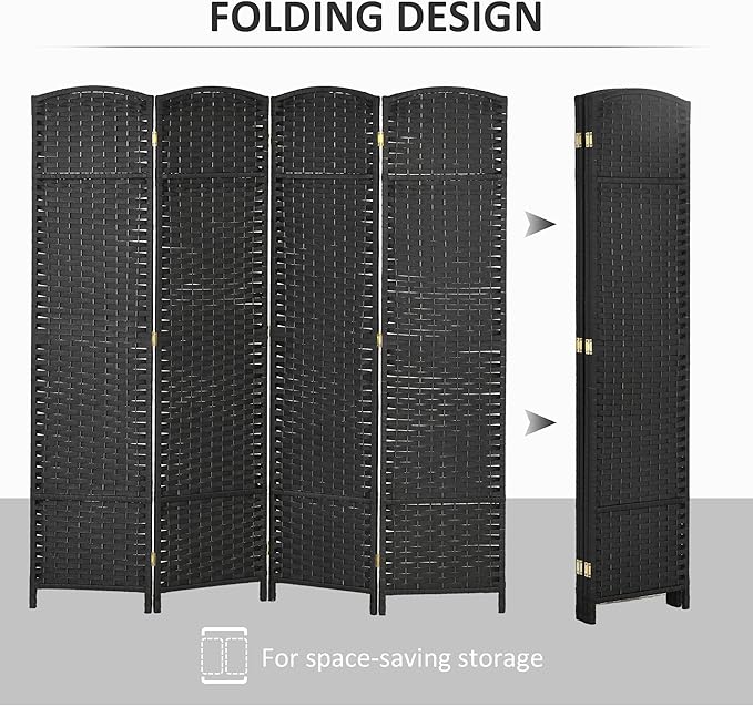 HOMCOM Room Divider, 4 Panel Folding Privacy Screen, 5.6' Tall Freestanding - Image 4