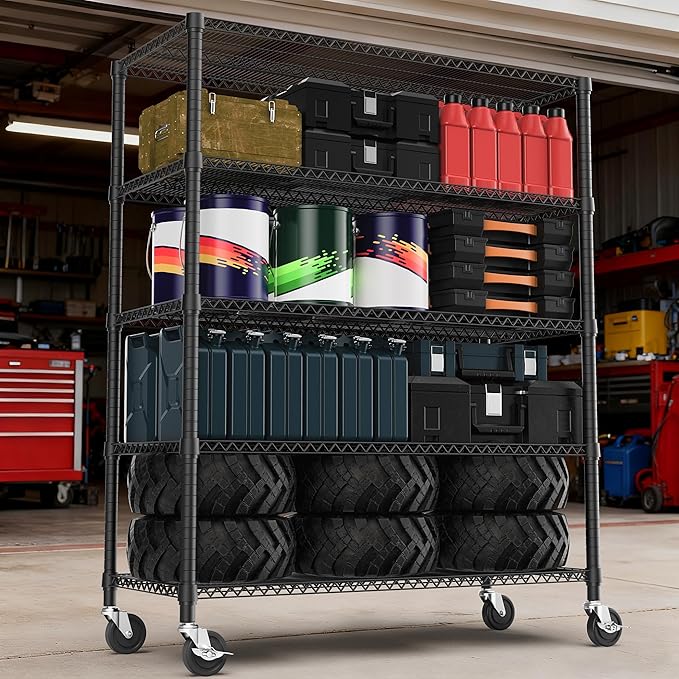 M MZG 5 Tiers Shelf 3300 lbs Steel Storage Shelving Utility Shelving Unit Steel - Image 5