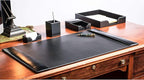 DACASSO Black Bonded Leather 5-Piece Desk Set - Image 3