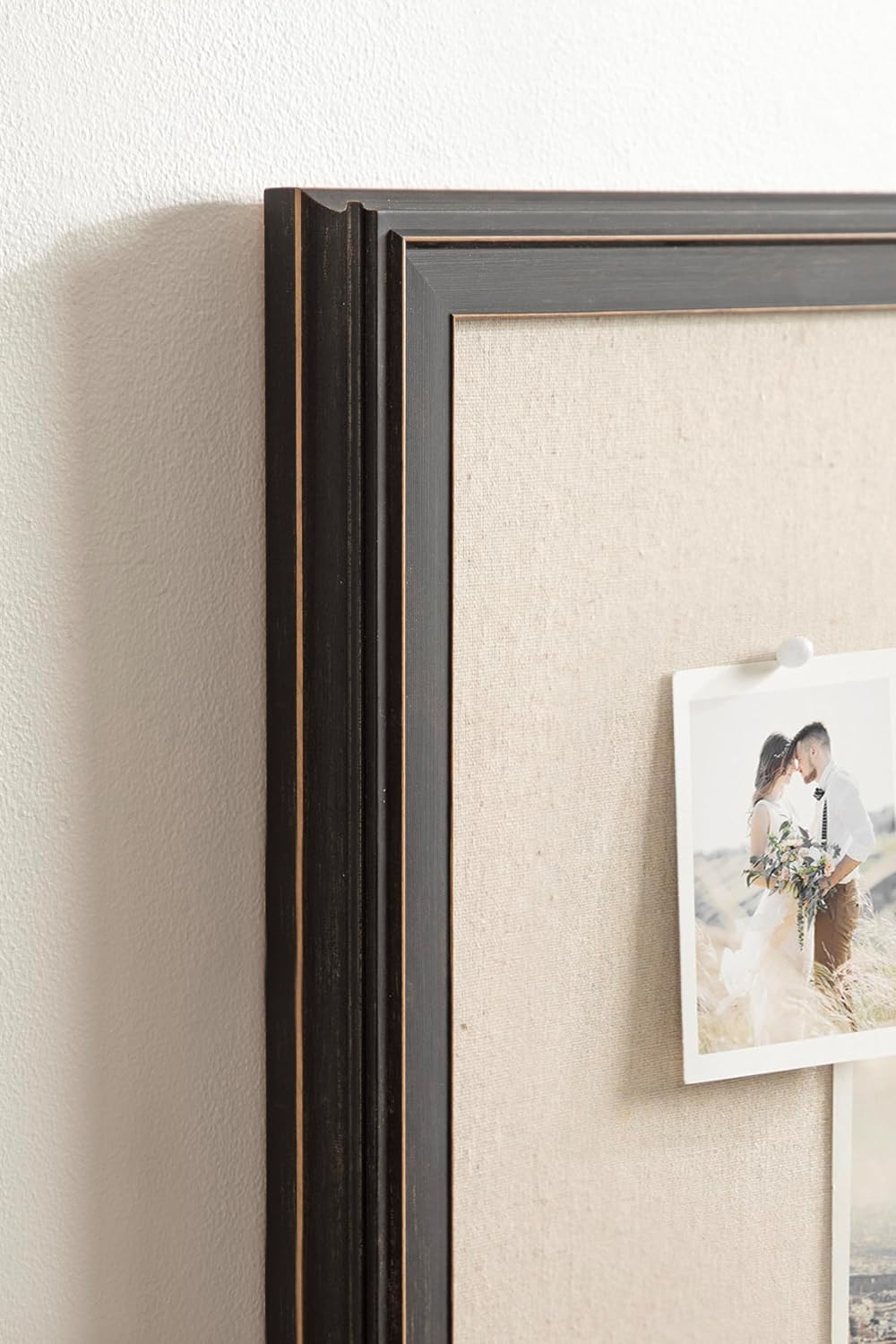 Kate and Laurel Oakhurst Rectangle Framed Linen Fabric Pinboard, 15 x 24, Bla...