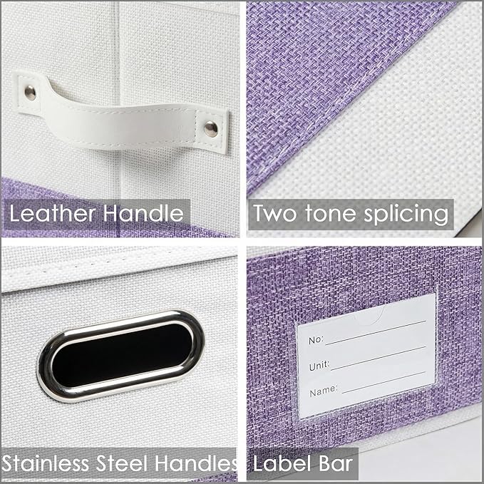 PRANDOM Storage Bins with Lids Linen Fabric Foldable Storage Boxes Organizer - Image 7