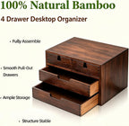 deayou bamboo desk organizer, 100% natural bamboo desktop, side view