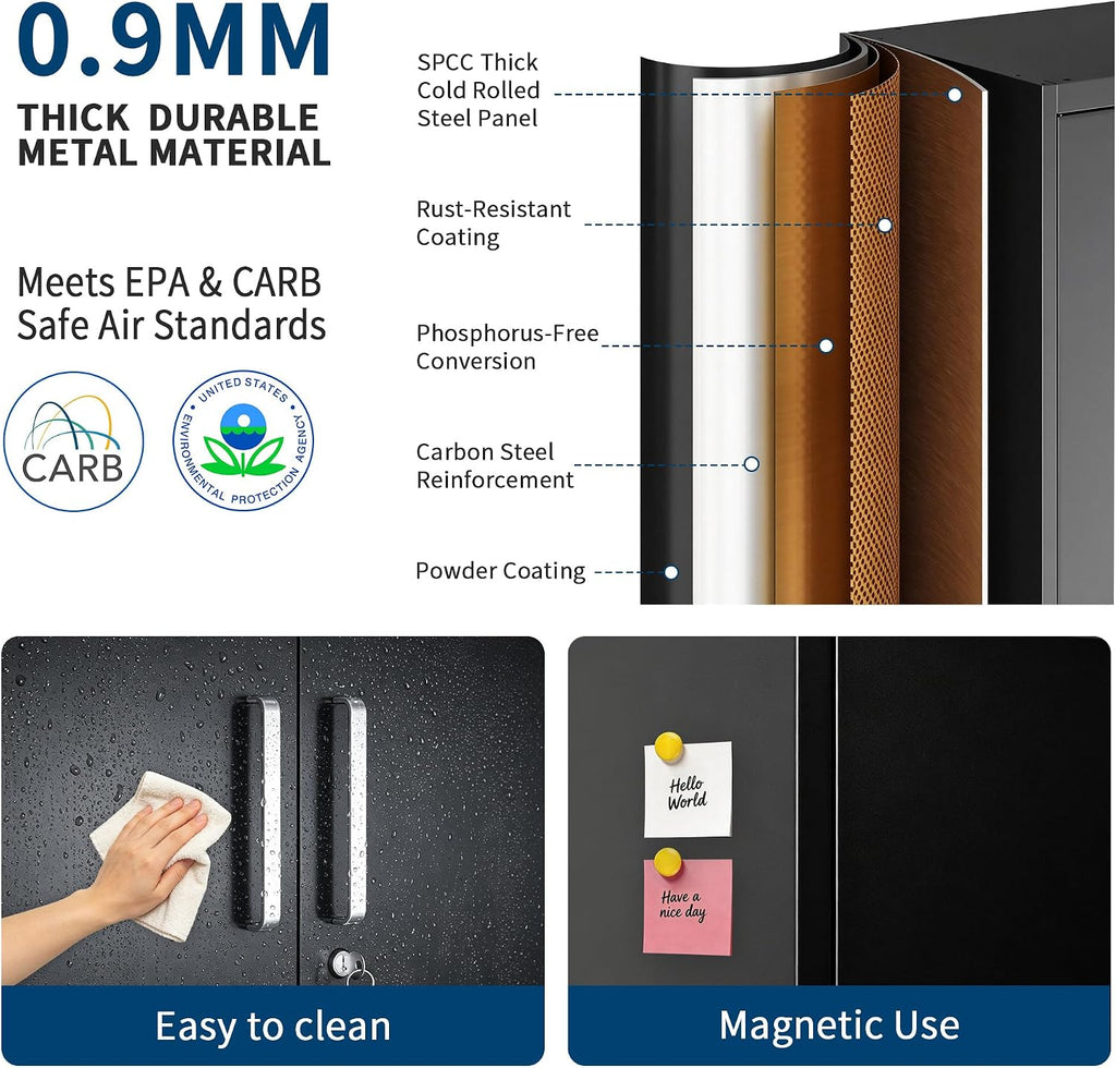garage storage cabinet, durable metal storage solution, side view