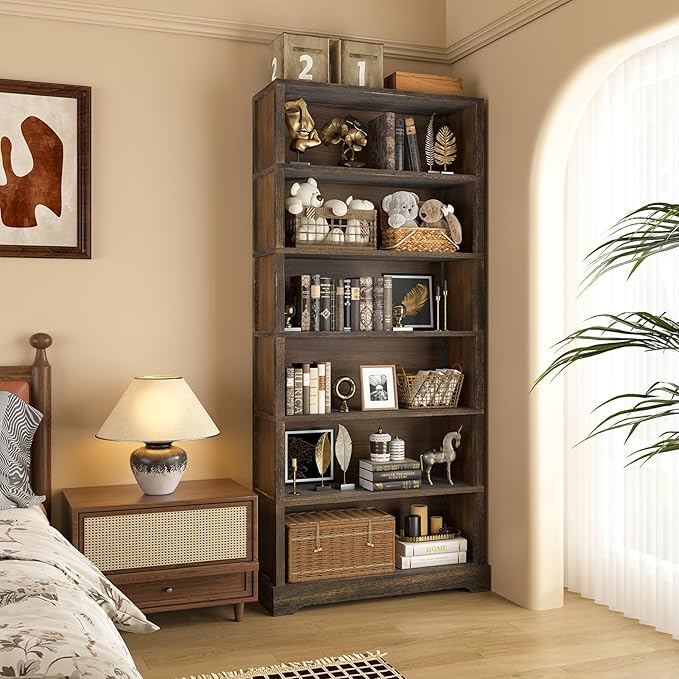 TVU 6-Tier Wooden Book Shelf, Floor-Standing Display Bookcase, 77.2" H x 31.5" - Image 9