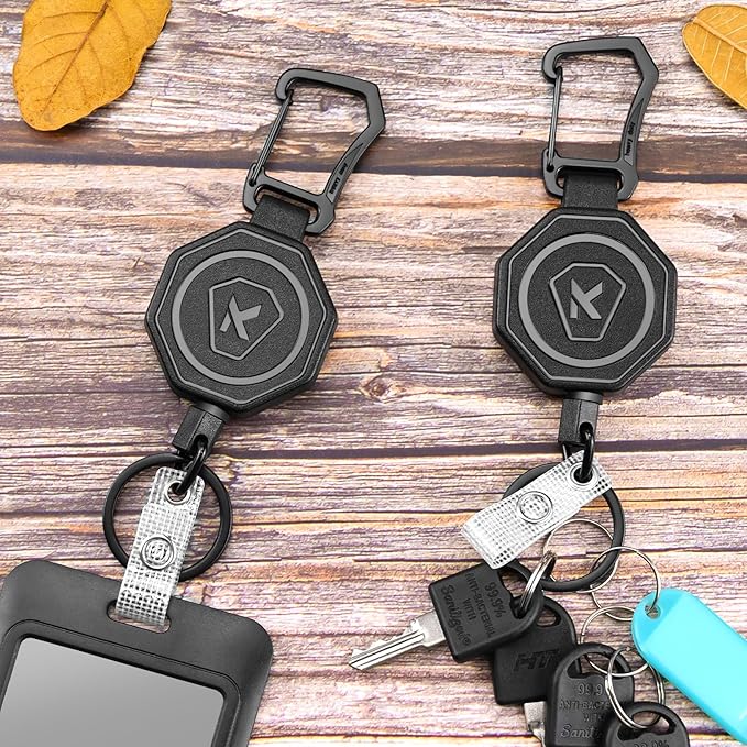 koorito 2 Pack Heavy Duty Retractable Badge Holder Key Reel - Image 7