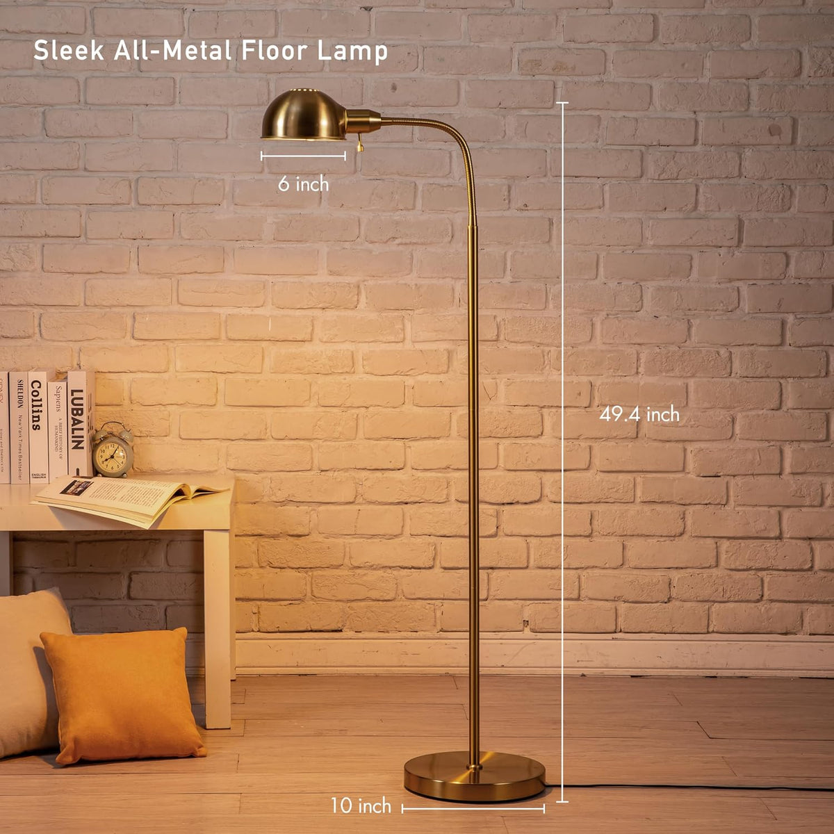 O'Bright Adjustable Floor Lamp with Flexible Gooseneck and Rotatable Shad...