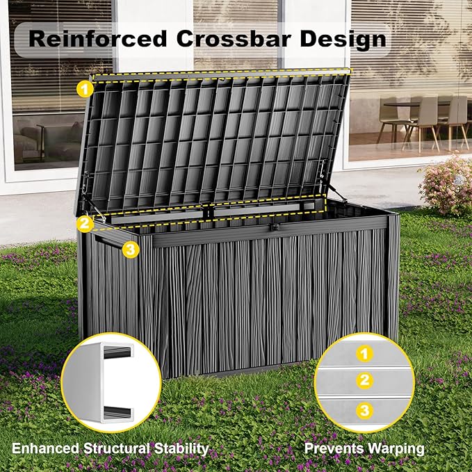 EasyUp 200 Gallon Deck Boxes Resin Large Storage Bins - Image 3