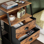 Furnulem Nightstand with 3 Drawers and 2-Tier Shelf, Fabric Small Dresser - Image 6