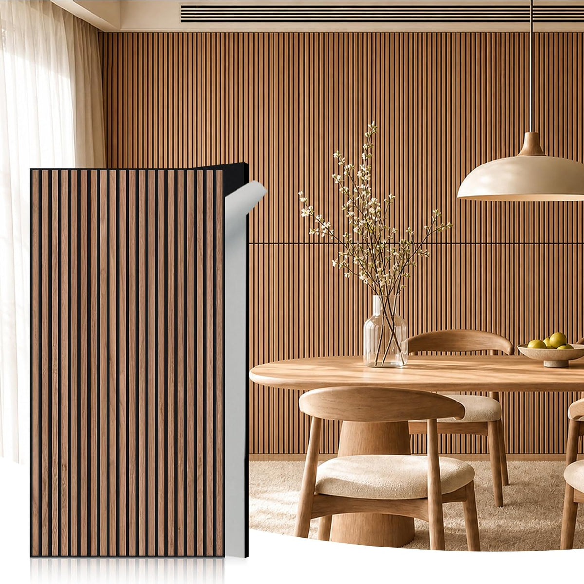 woven sound acoustic wall panels, teak, 10 pack, main product view