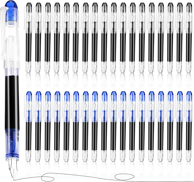 Crtiin 36 Pcs Disposable Fountain Pens, Back to School Quick Drying Ink Pen by Crtiin