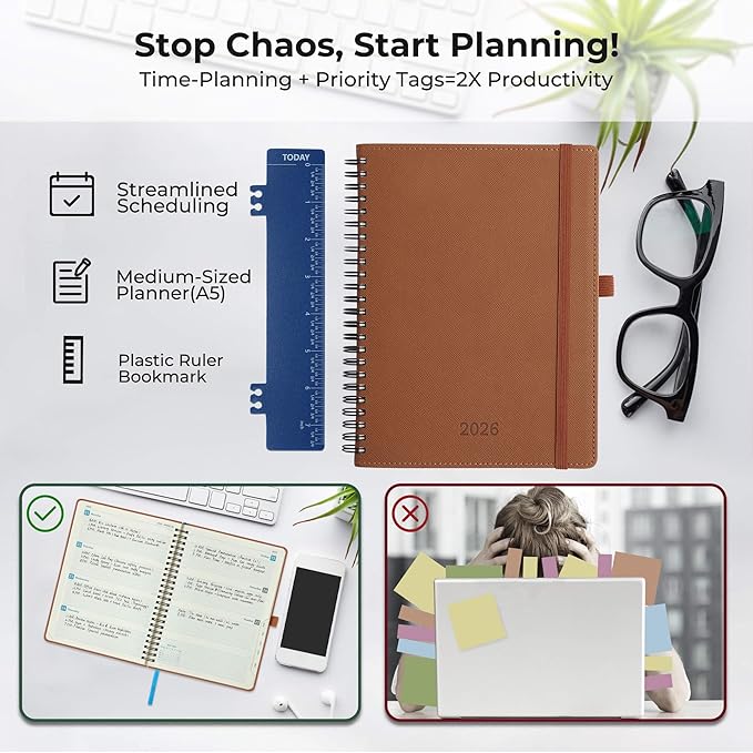 IN-LUXPRO Planner 2026 Daily Weekly and Monthly, 12 Months Spiral Bound - Image 8