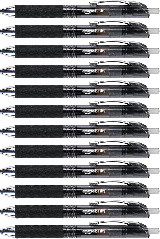 Amazon Basics Gel Pens Fine Point Smooth Writing Pens, Retractable, 12 Pack by AmazonBasics