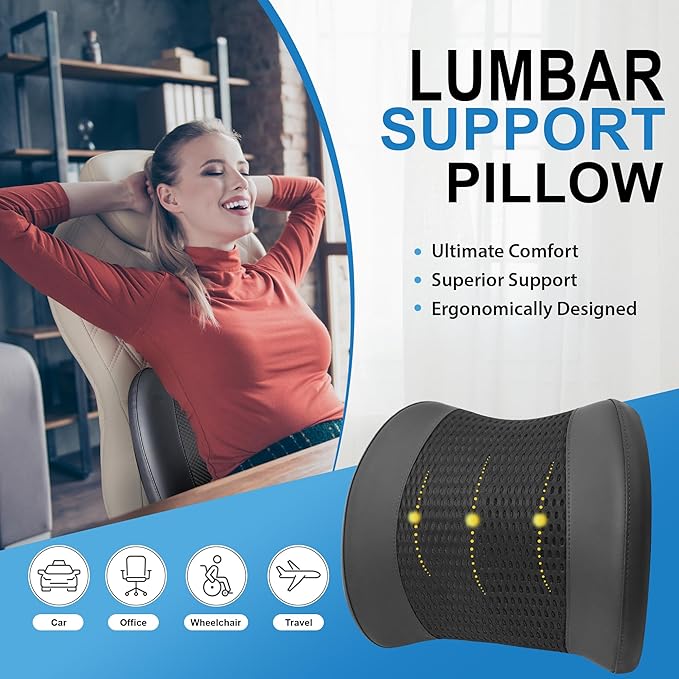 Lofty Aim Memory Foam Lumbar Support Cushion Relieves Lower Back Pain Car Seat - Image 2
