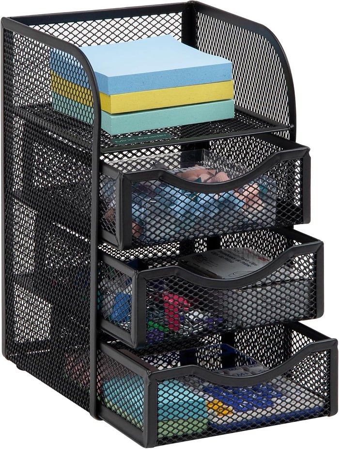 Mind Reader Desktop Accessory Storage, Paper Binder Clip Basket, Workspace, Office, Metal Mesh, 4.75" L x 5" W x 8" H, Black (Pack of 6)
