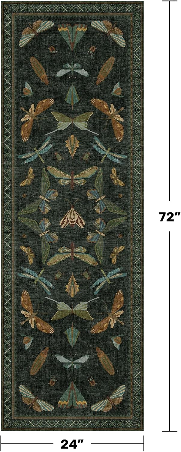 hazo haus washable insect 2x6 runner rug for shown in use