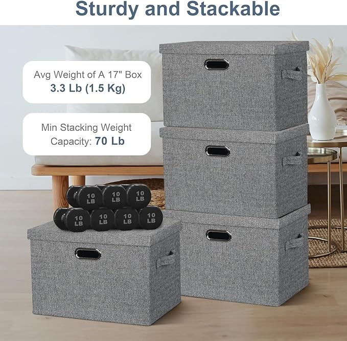 Graciadeco Large 17" 36 Quart Collapsible Stackable Storage Bins - Image 3