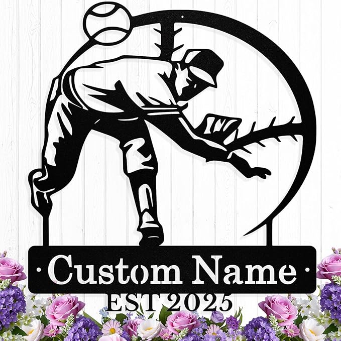 Personalized Baseball Metal Sign Custom Baseball Signs Wall Art, Custom Name by HengMeiZiK