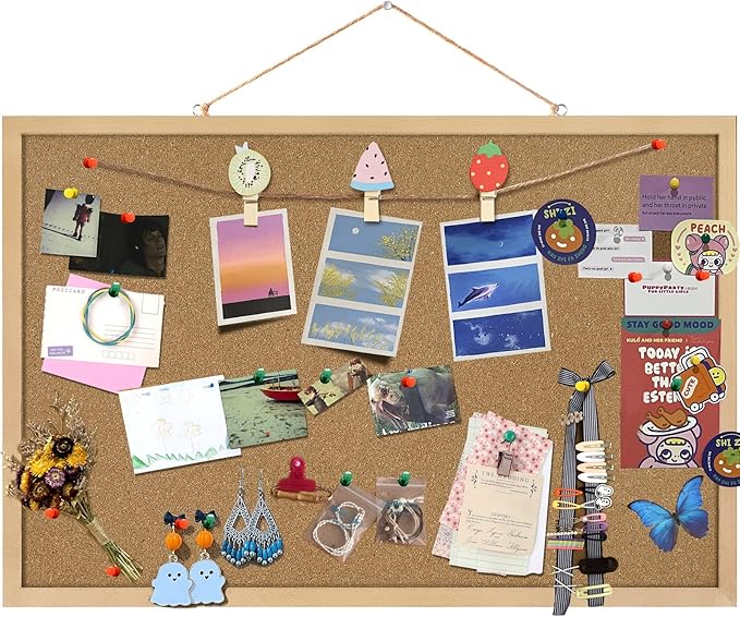 Cork Board Bulletin Board 23 x 15.7Inches by HOMECRAFTBEAUTYBABY