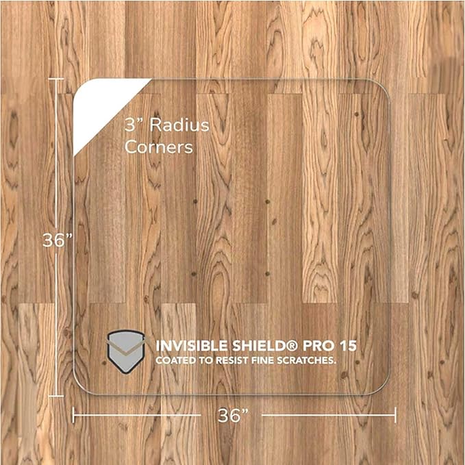 Vitrazza Glass Chair Mat 36” x 36” Superior ¼" Thick, Luminoso Standard Clear - Image 3