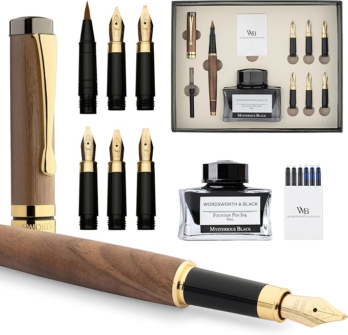 Wordsworth & Black Calligraphy Pen Gift Set, Includes Ink Bottle, 6 Ink by WordsworthBlack