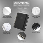 Clever Fox Password Book Spiral – Mini Internet Address & Password Organizer - Image 2