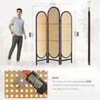 Asnefeli Room Divider 3 Panel, Hand-Woven Rattan Room Divider - Image 6