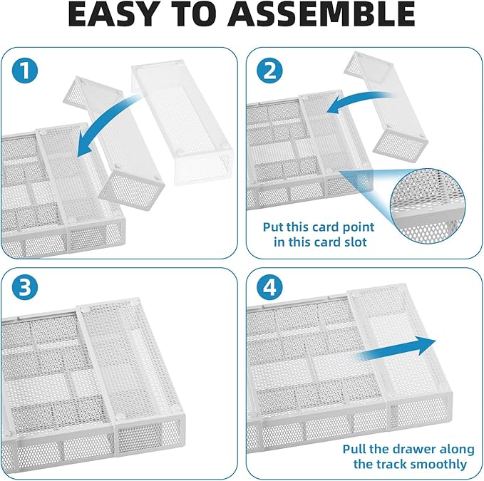 Marbrasse Expandable Desk Drawer Organizer, Mesh Drawer Organizer Tray - Image 7