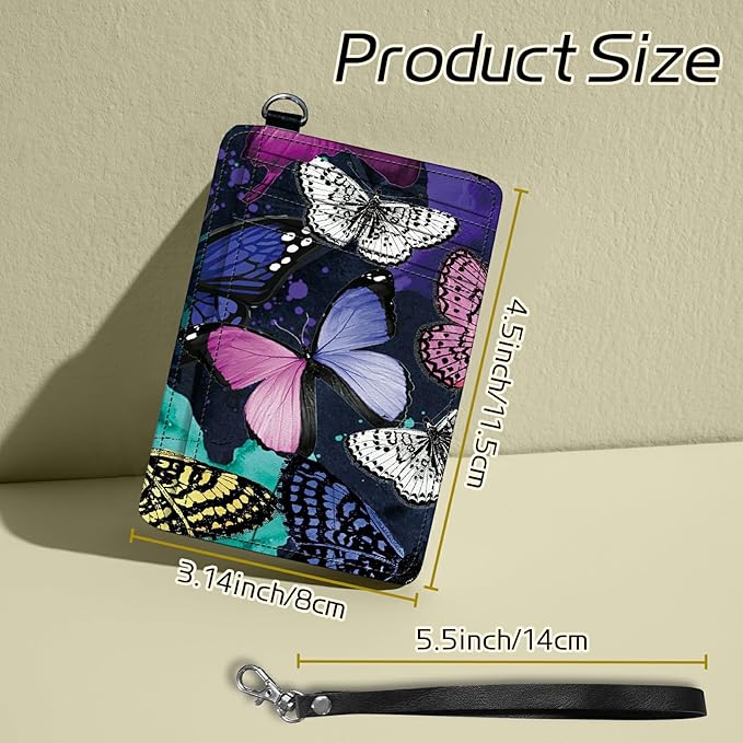 BWEGRHE Small Travel Wallets, Color Butterfly Slim Minimalist Front Pocket - Image 2