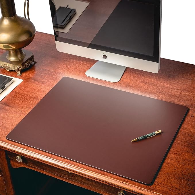 Dacasso 24" x 19" Chocolate Brown Leatherette Luxury Desk Mat Blotter w/Out - Image 2