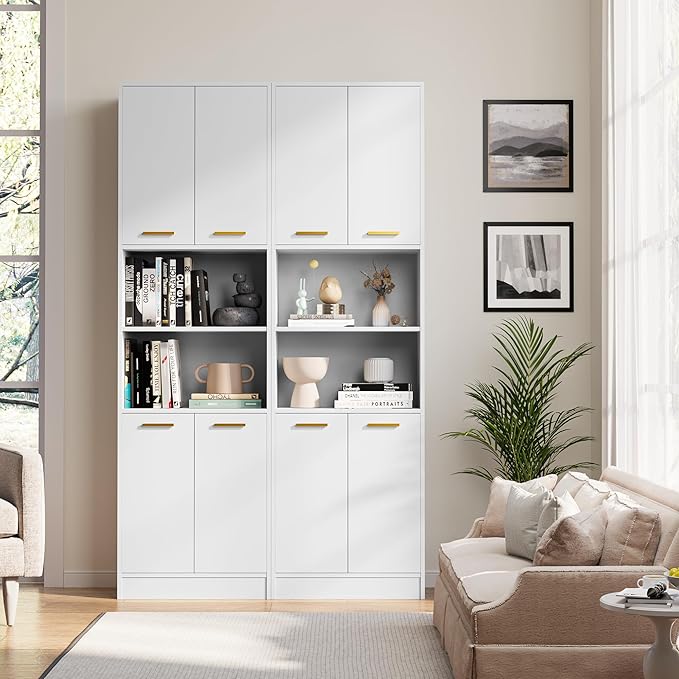 Cozy Castle Kitchen Pantry Cabinet, 4 Doors Open Countertop Utility Hutch - Image 4
