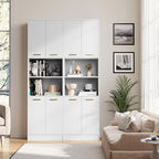 Cozy Castle Kitchen Pantry Cabinet, 4 Doors Open Countertop Utility Hutch - Image 4