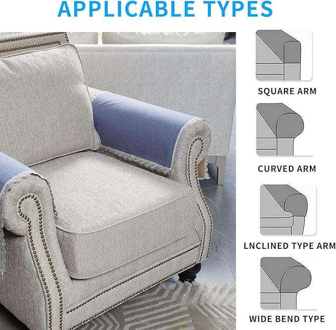 MINJIATEX Couch arm Covers, Non-Slip lace Sofa arm Covers Set of 2 Washable - Image 5