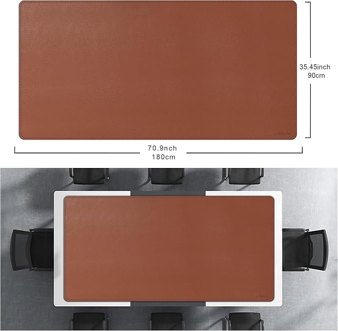 CENNBIE Leather Desk Mat, Extended Non-Slip Table Pad, Waterproof PU Leather - Image 2