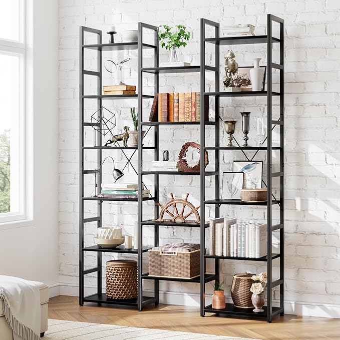 NUMENN 6-Tier Bookshelf Triple Column Bookcase by NUMENN