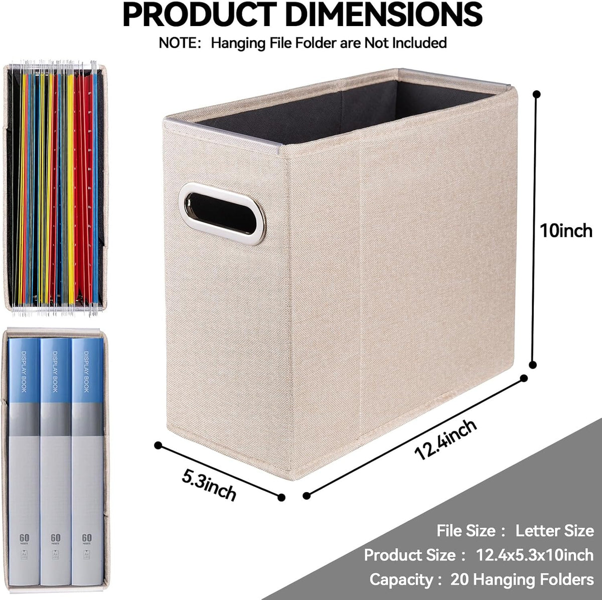 4 Packs Letter Size File Organizer, File Folders Organizer, Fabric Storage Bo...