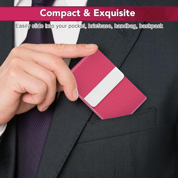 Business Card Holder with Ultra Slim Design, Business Card Case with Premium PU - Image 2