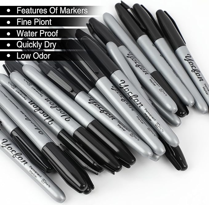 Yocfon Permanent Markers Bulk, Fine Tip, Waterproof Markers, Works On Plastic - Image 4