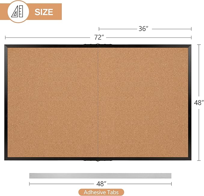 Board2by Extra Large Cork Bulletin Board 72" X 48", Foldable Notice Pin Board - Image 3