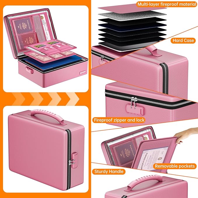 ENGPOW Fireproof Document Box, Hard Case File Box - Image 7